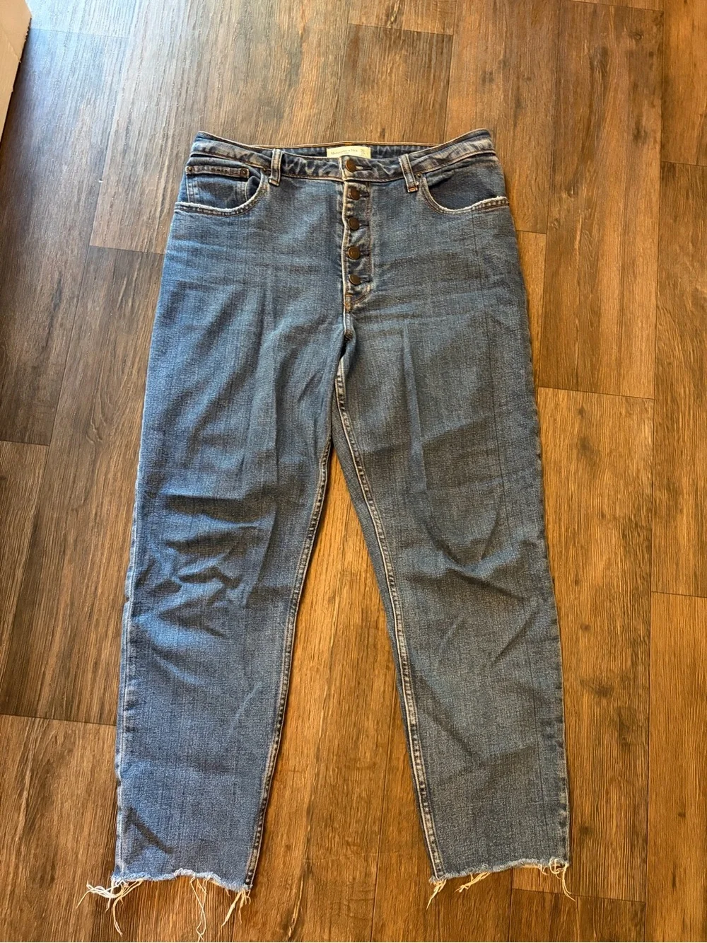 Abercrombie & Fitch Women's The Mom High Rise Curve Love Blue Jeans Size 10R